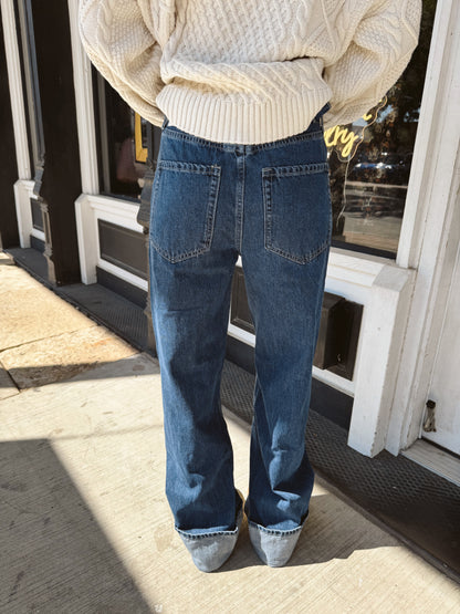 Wren Belted Cuffed Wide Leg Jeans