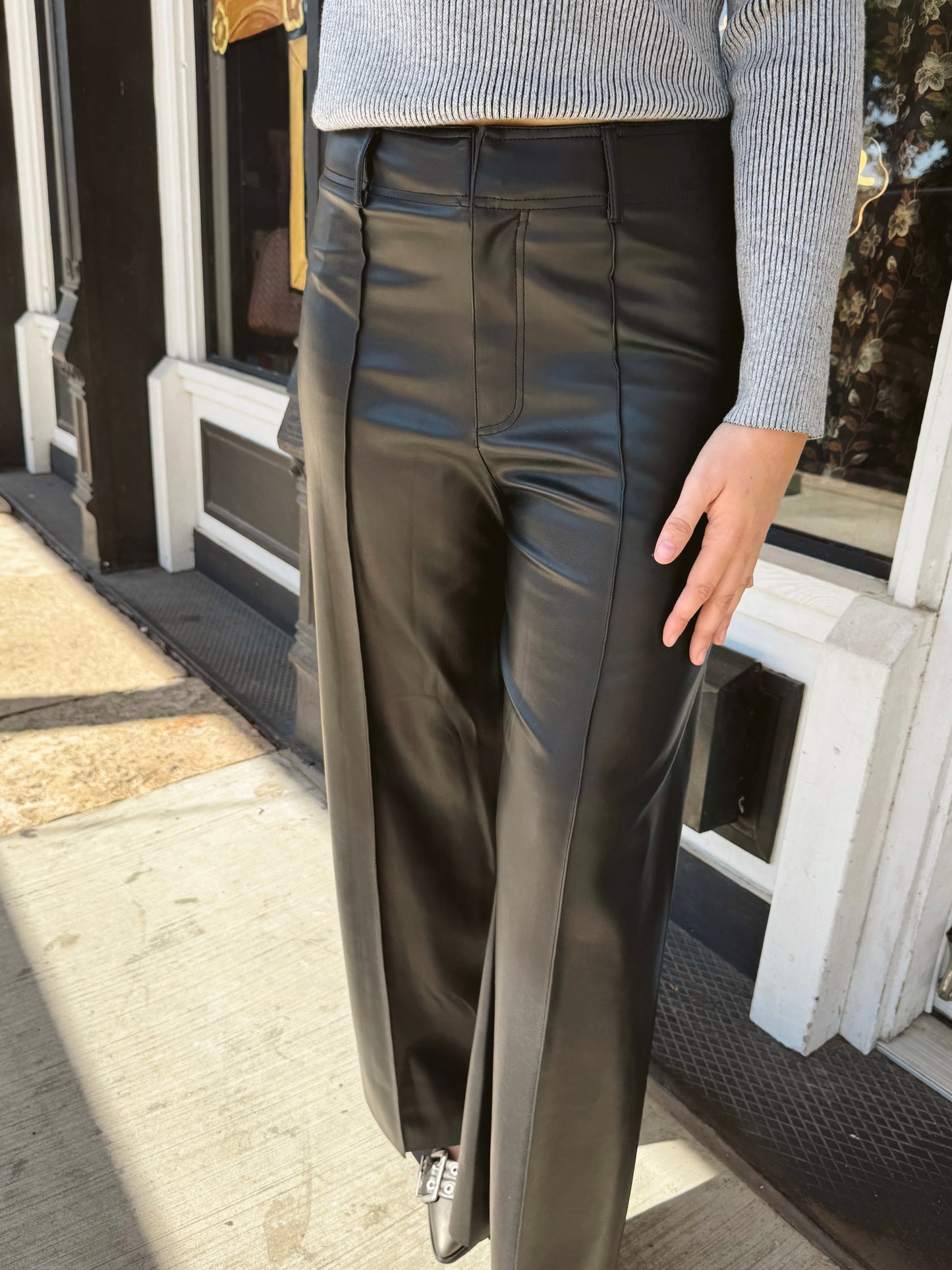 Hailey Pleather Wide Leg Pants