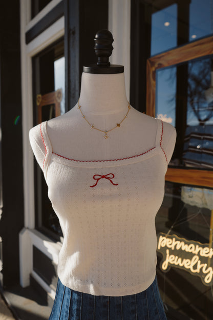 Billie Embroidered Bow Knit Cami