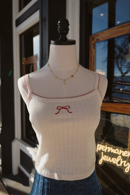 Billie Embroidered Bow Knit Cami