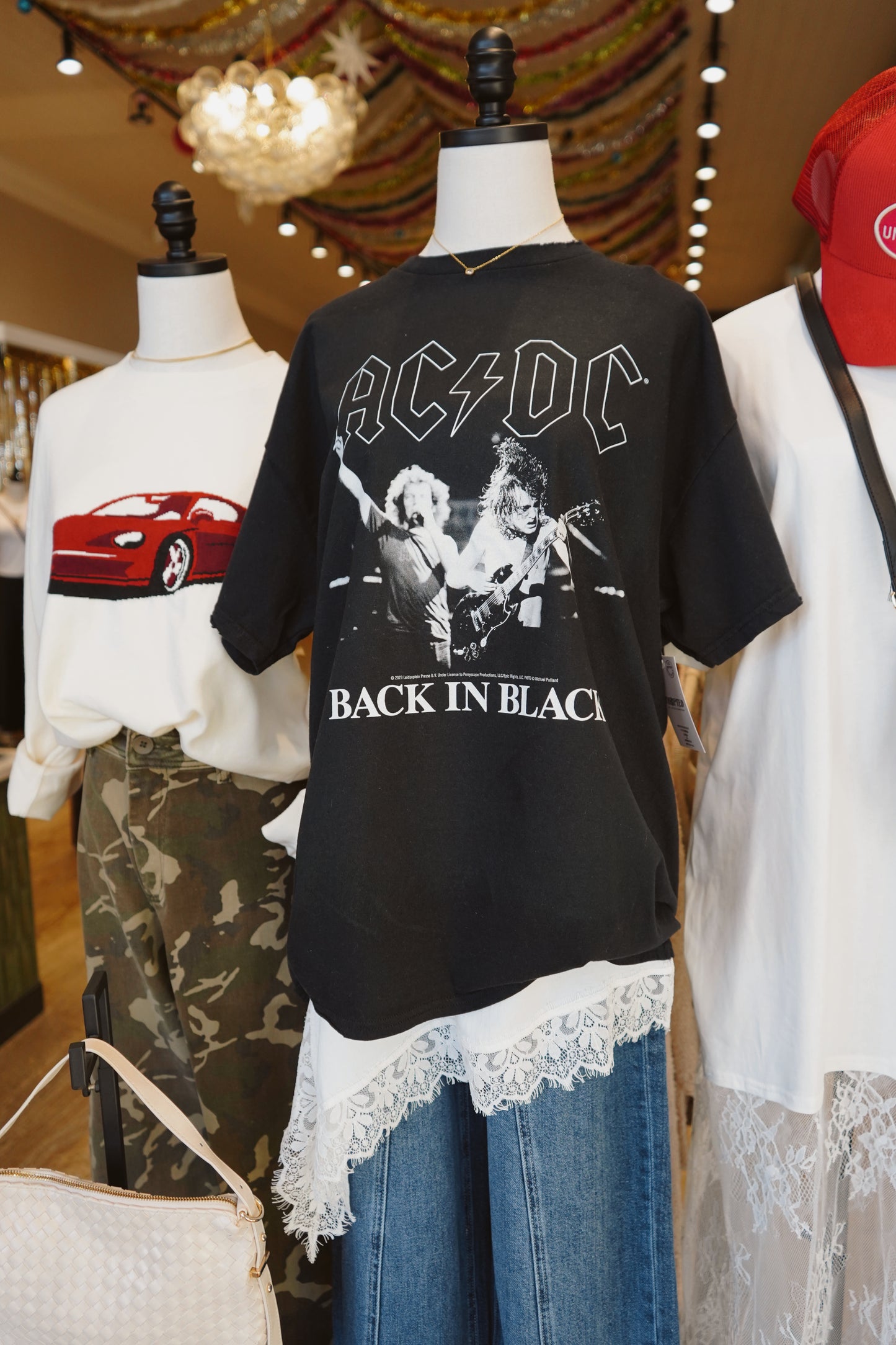 ACDC Back in Black Graphic Licensed Black Thrifted Tee