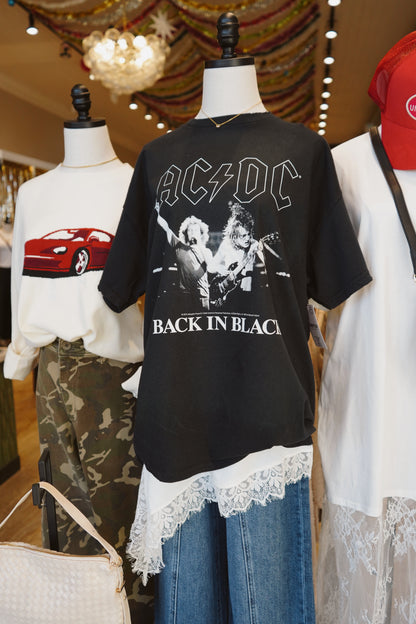 ACDC Back in Black Graphic Licensed Black Thrifted Tee