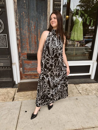 April Floral Halter Maxi Dress