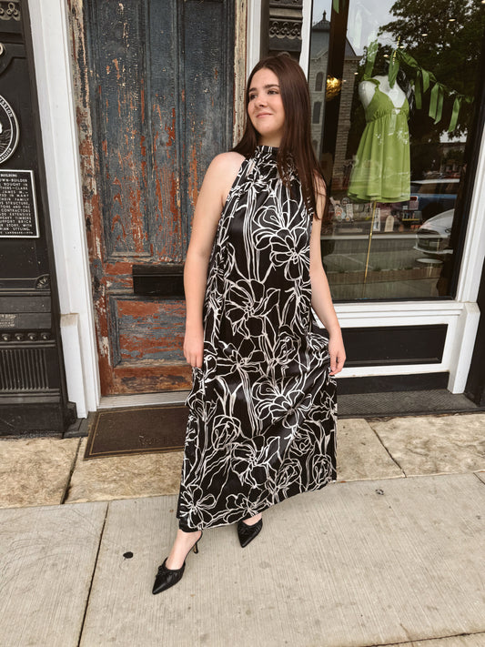 April Floral Halter Maxi Dress