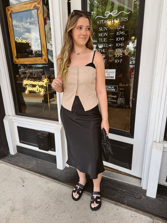 Dana Satin Midi Skirt