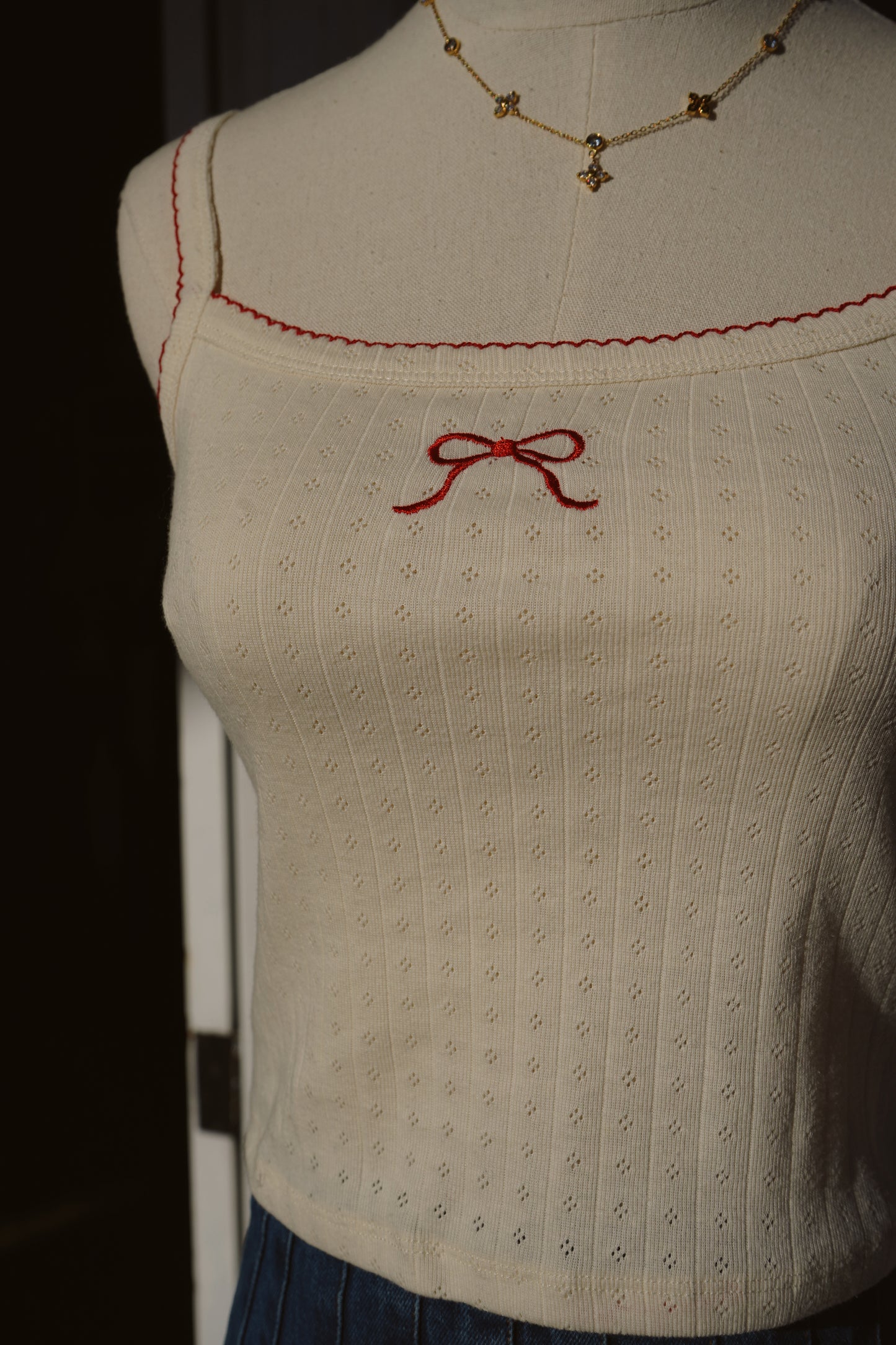 Billie Embroidered Bow Knit Cami