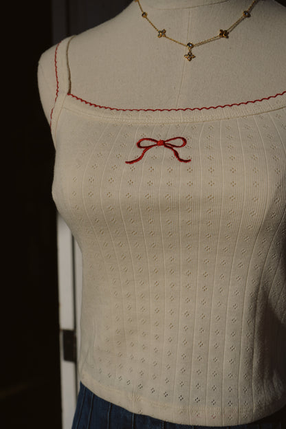 Billie Embroidered Bow Knit Cami