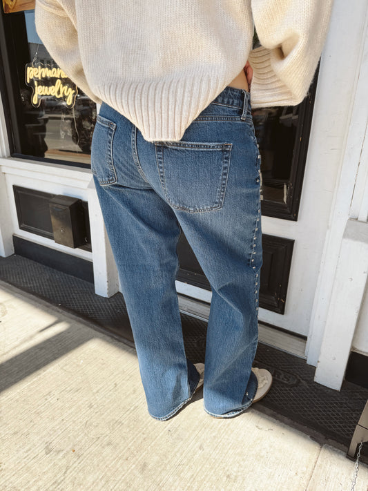 Raya  Low Rise Studded Baggy Jean