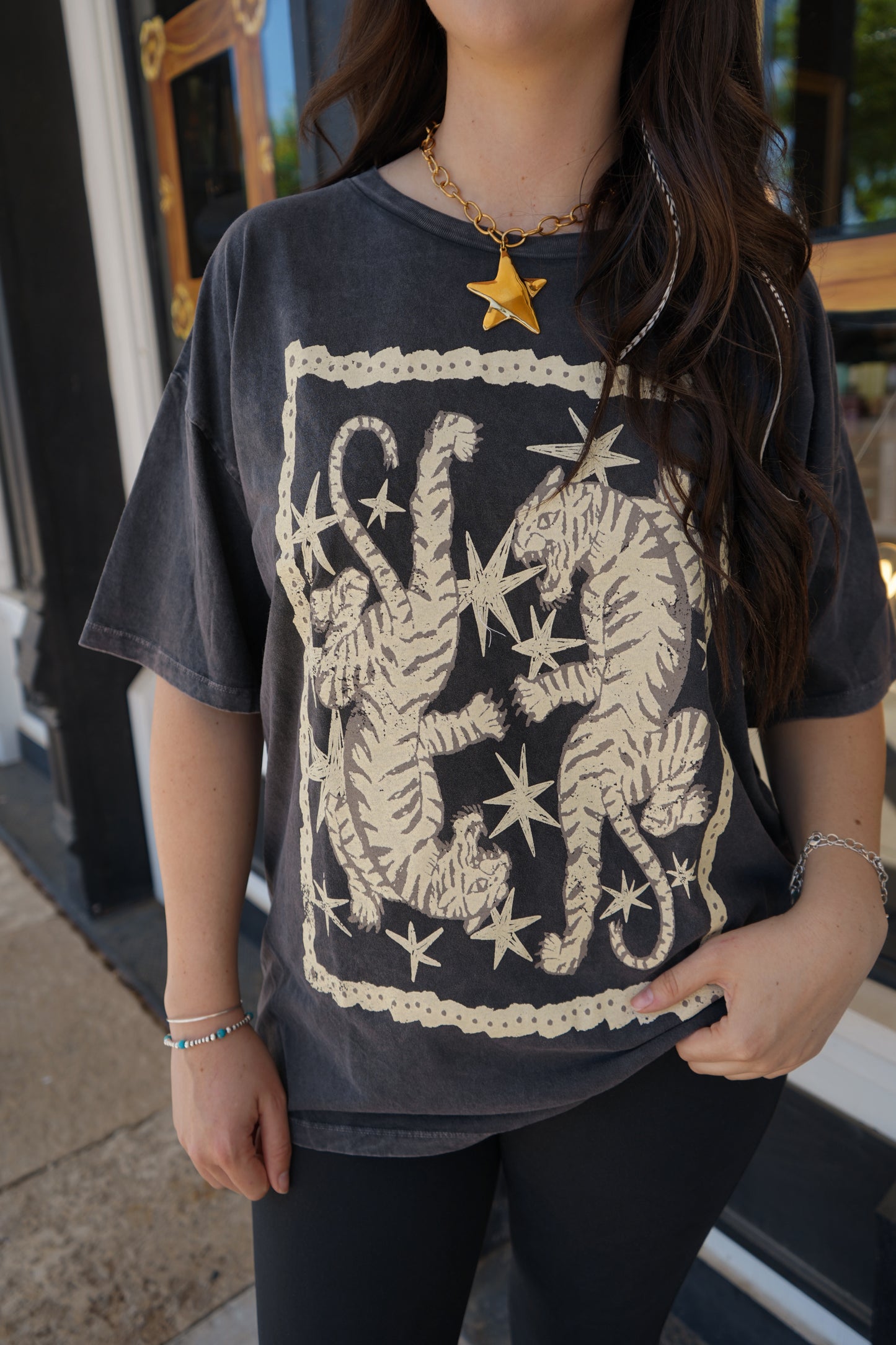 Tigers and Stars Oversized Graphic Tee