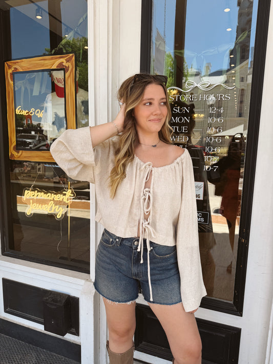 Lilly Linen Tie Front Blouse