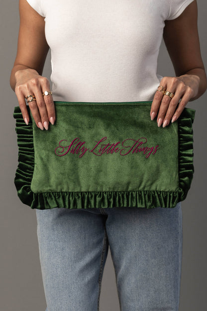 Velvet Ruffle Travel Pouch