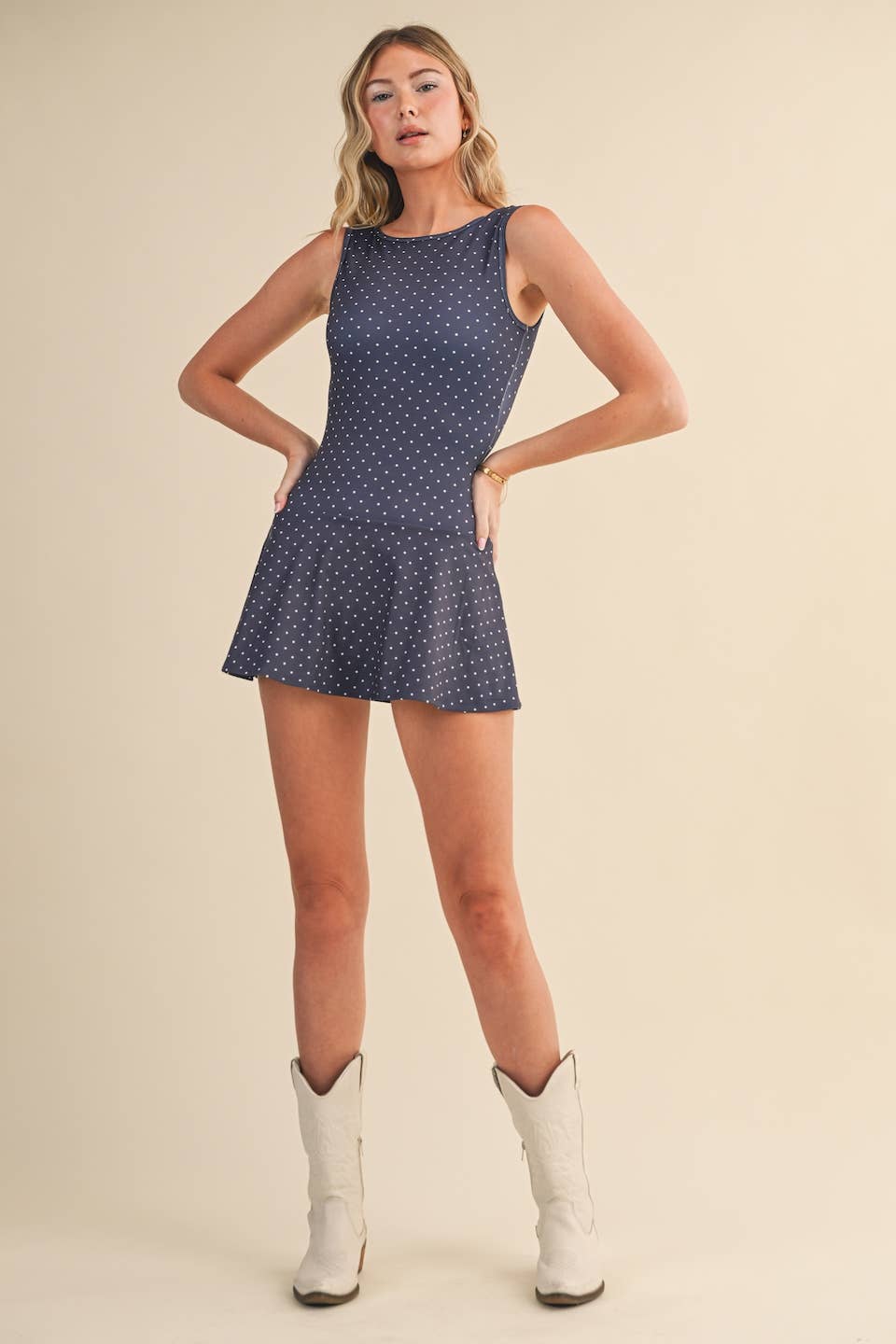 Lin Polka Dot Drop Waist Mini Dress
