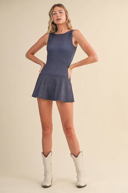Lin Polka Dot Drop Waist Mini Dress