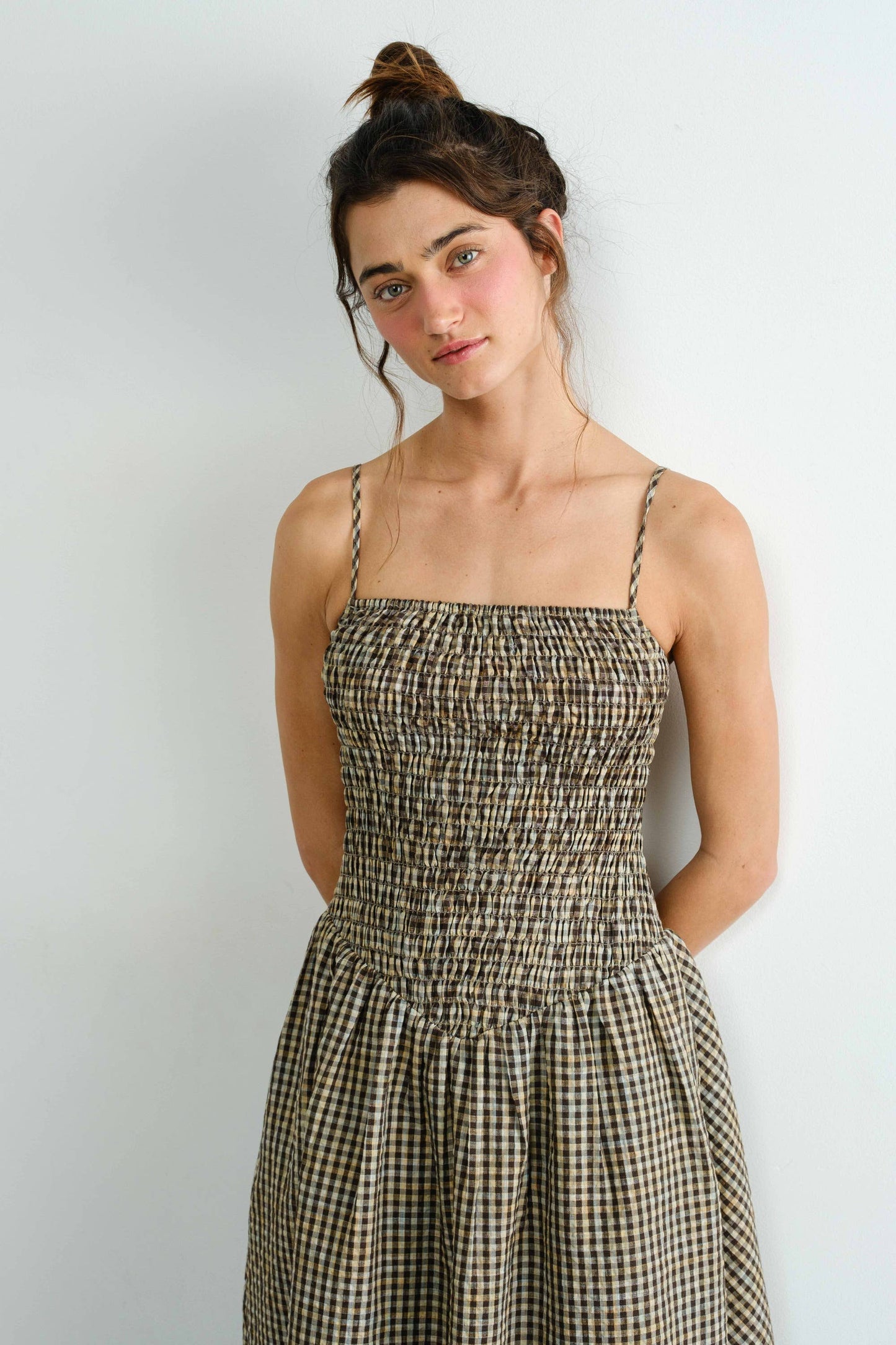 Phoebe Gingham Smocked  Midi Dress