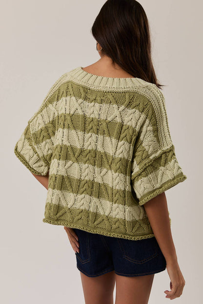 Lennie Stripe Short Sleeve Sweater