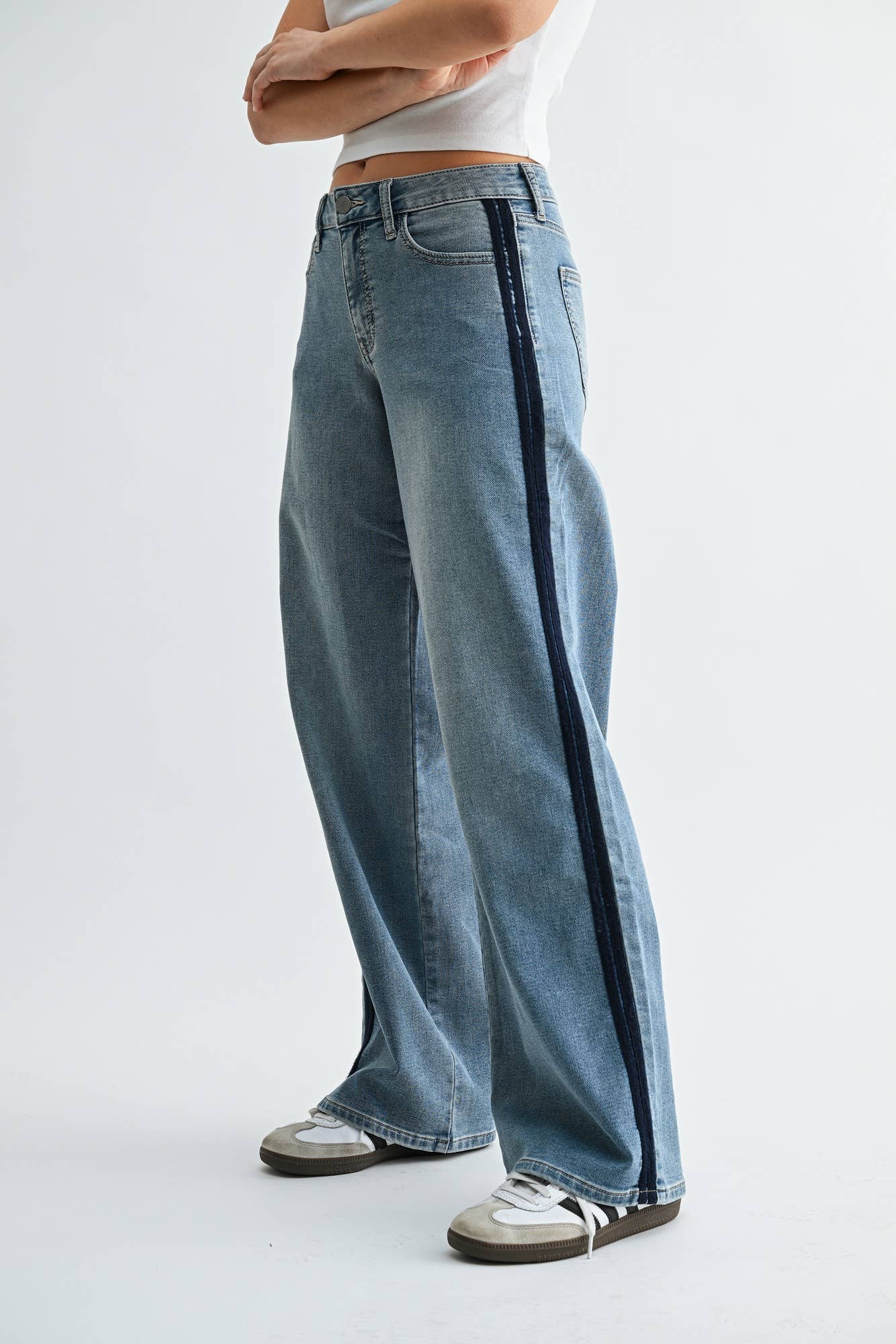 Dani Mid Rise Tuxedo Denim Pants