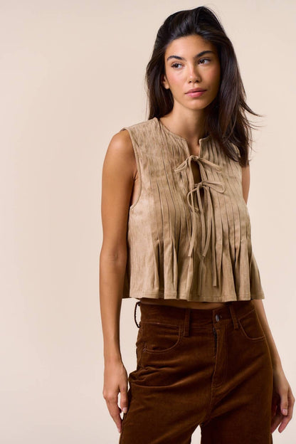 Stila Suede Tie-Front Top