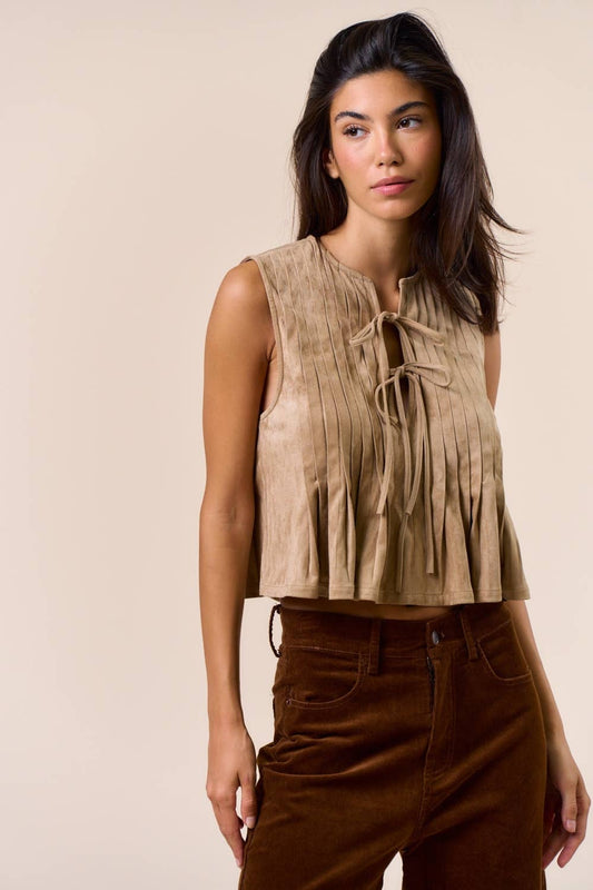 Stila Suede Tie-Front Top