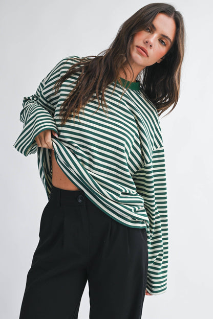 Greta Oversized Stripe Long Sleeve Top