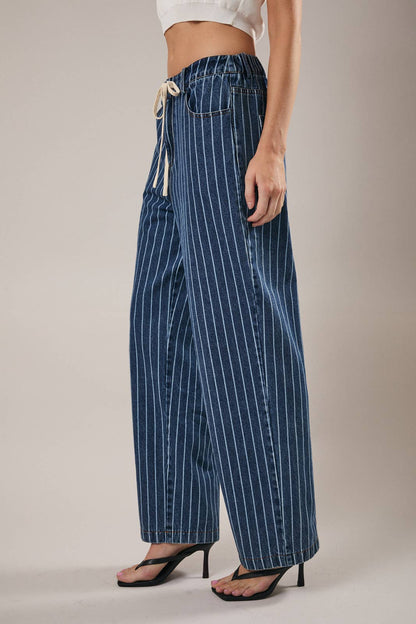 Joni Stripe Front Tie Jeans
