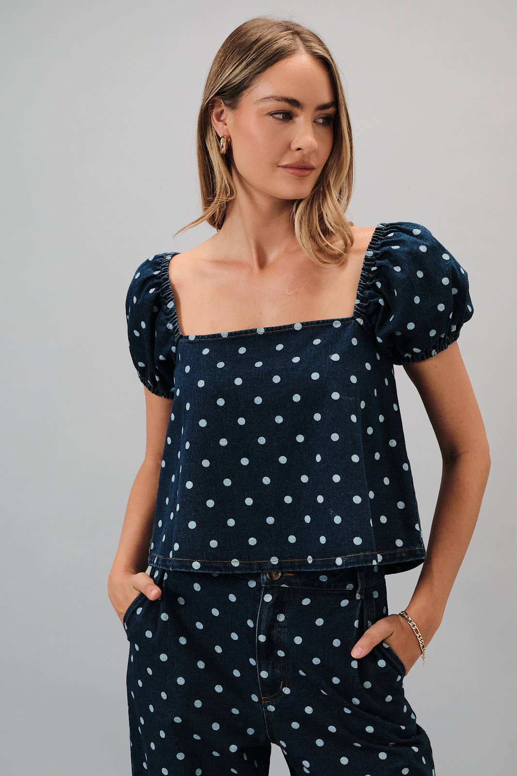 Dani Puff Sleeve Denim Top
