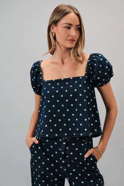 Dani Puff Sleeve Denim Top
