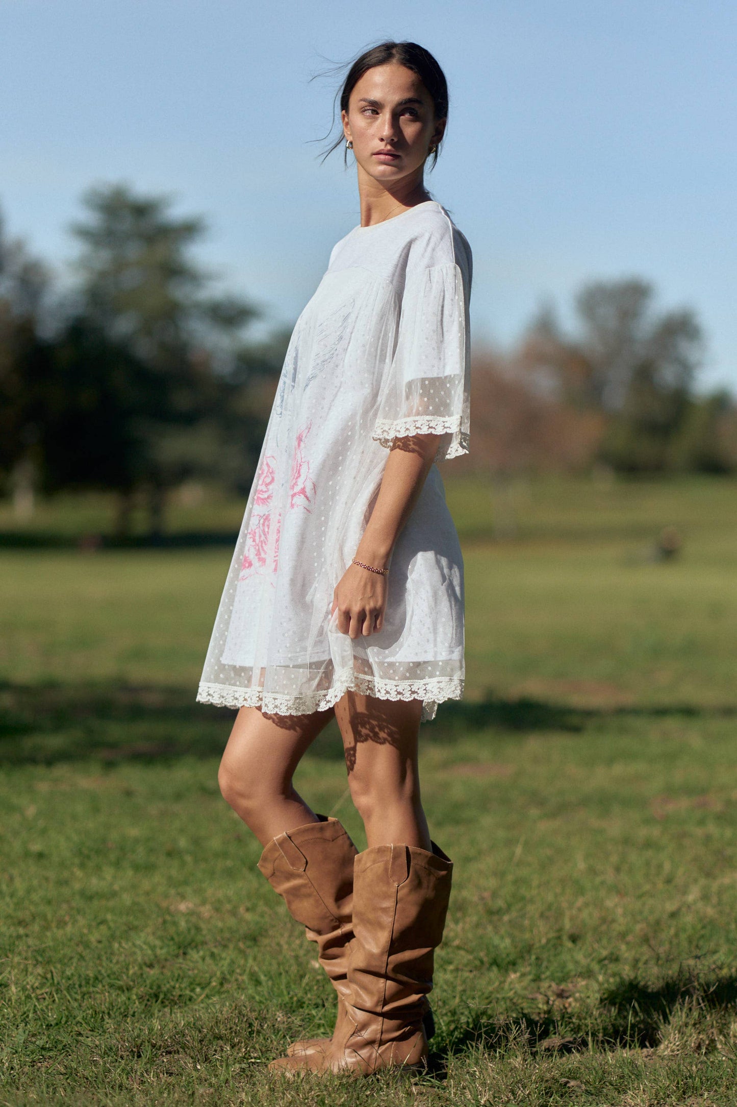 Angel Lace Layered T-shirt Dress