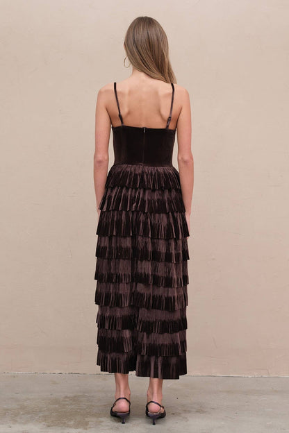 Ethel Velvet Pleated Tier Dress