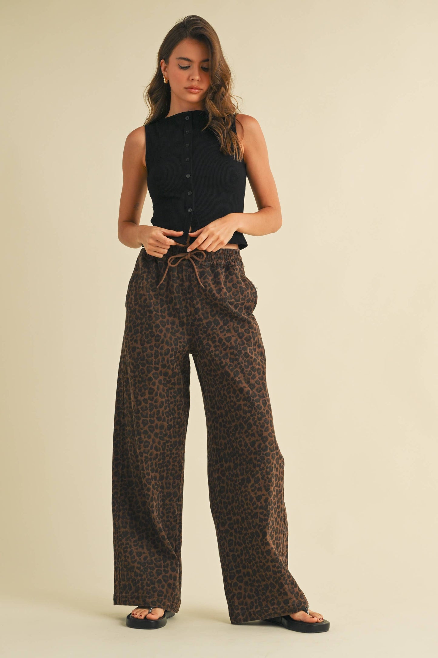 Carli Leopard Wide Leg Track Pants
