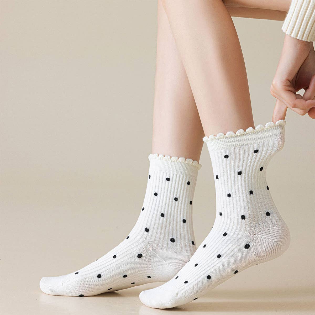 Polka Dot Crew Socks