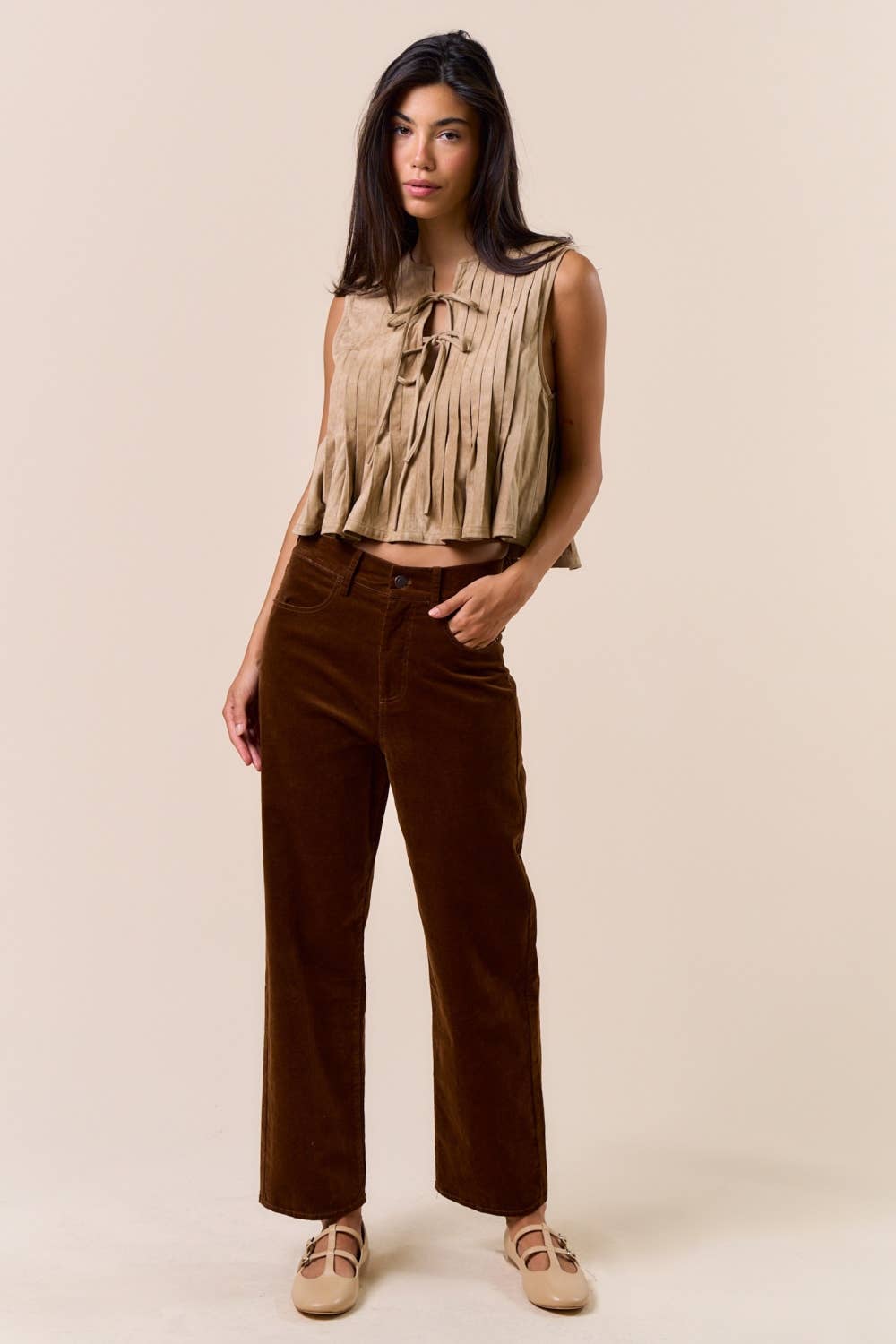 Stila Suede Tie-Front Top