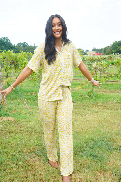 Chartreuse Zebra | Pajama Set