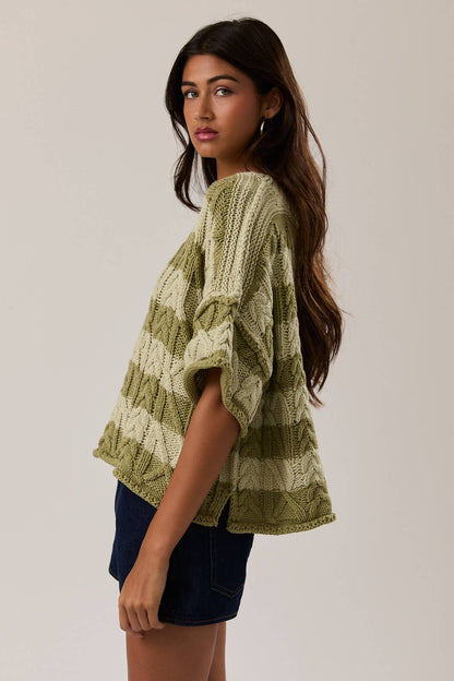 Lennie Stripe Short Sleeve Sweater