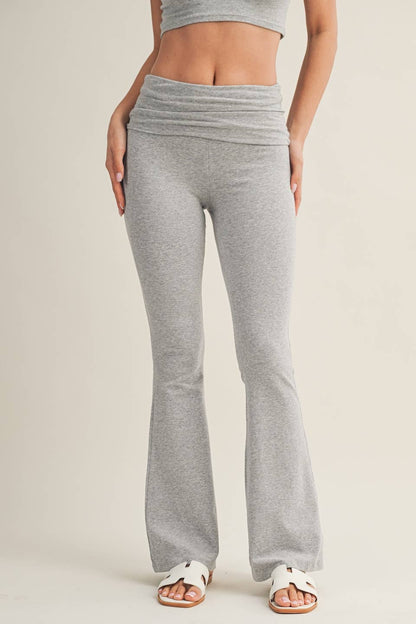 Sara Soft Heathered Knit Foldover Flare Pants