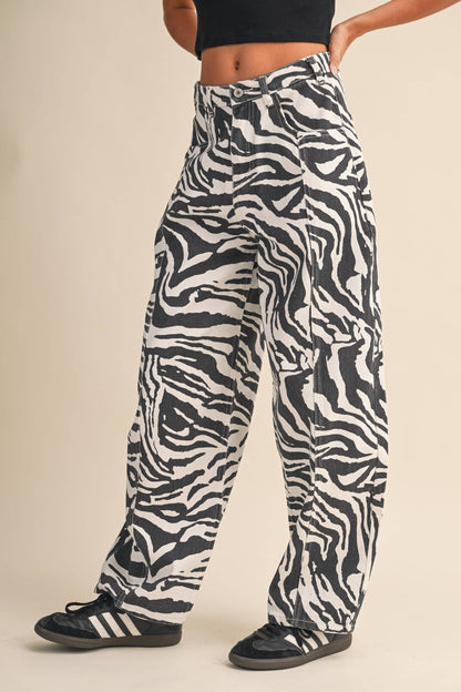 Val Zebra Print Barrel Pants
