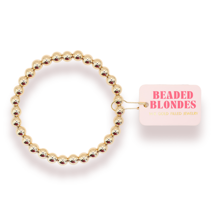 6MM Gold Beaded Bracelet | BEADED BLONDES