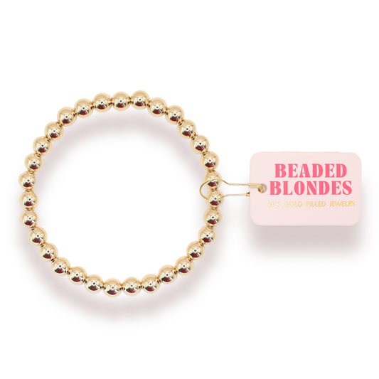 6MM Gold Beaded Bracelet | BEADED BLONDES