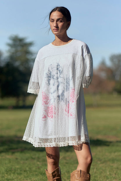Angel Lace Layered T-shirt Dress