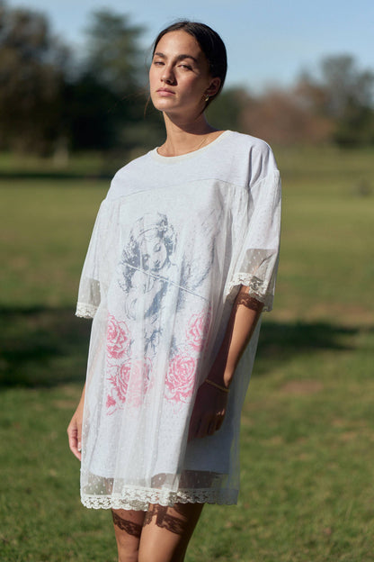 Angel Lace Layered T-shirt Dress