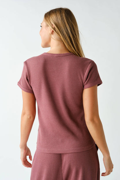Kadi Waffle-Knit Short-Sleeve Tee