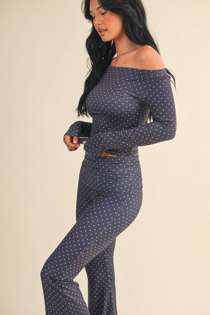 Mable Polka Dot Print Off The Shoulder Top