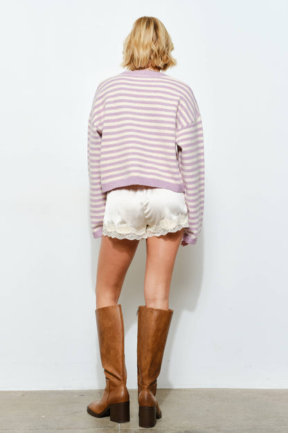 Isla Lace Trim Satin Shorts