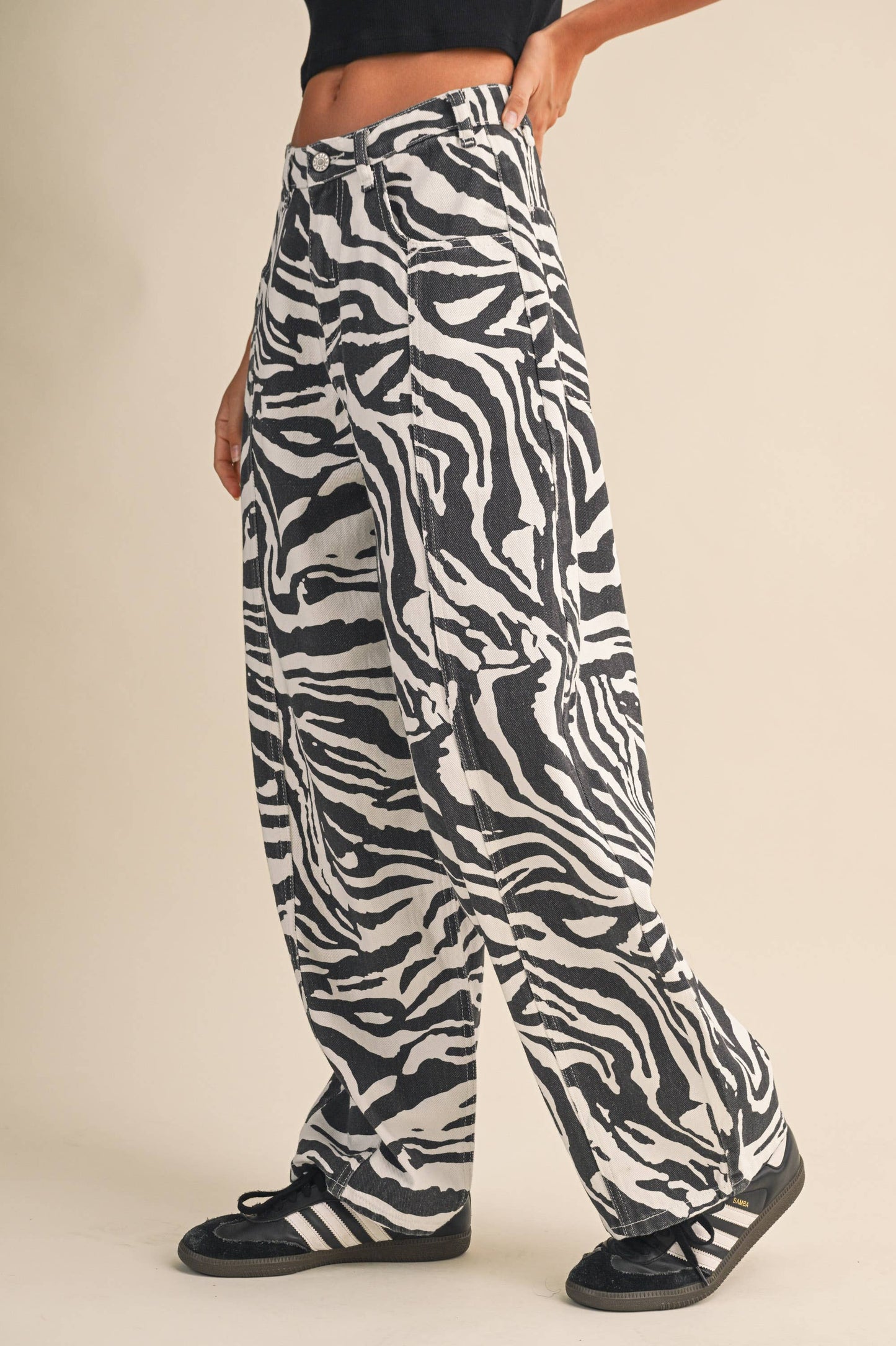 Val Zebra Print Barrel Pants