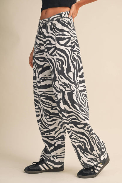 Val Zebra Print Barrel Pants