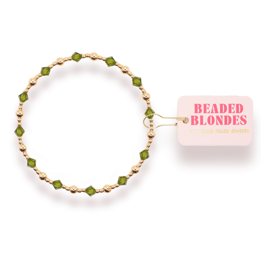 Olive Green June Bracelet | BEADED BLONDES