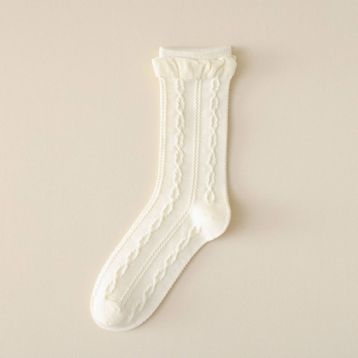 Cable Knit Ruffle Socks