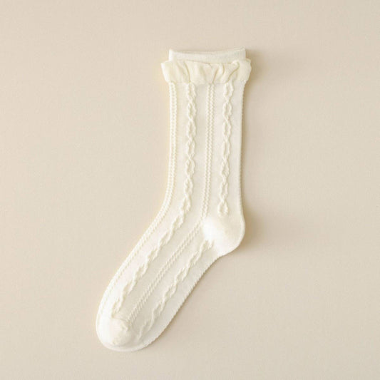 Cable Knit Ruffle Socks