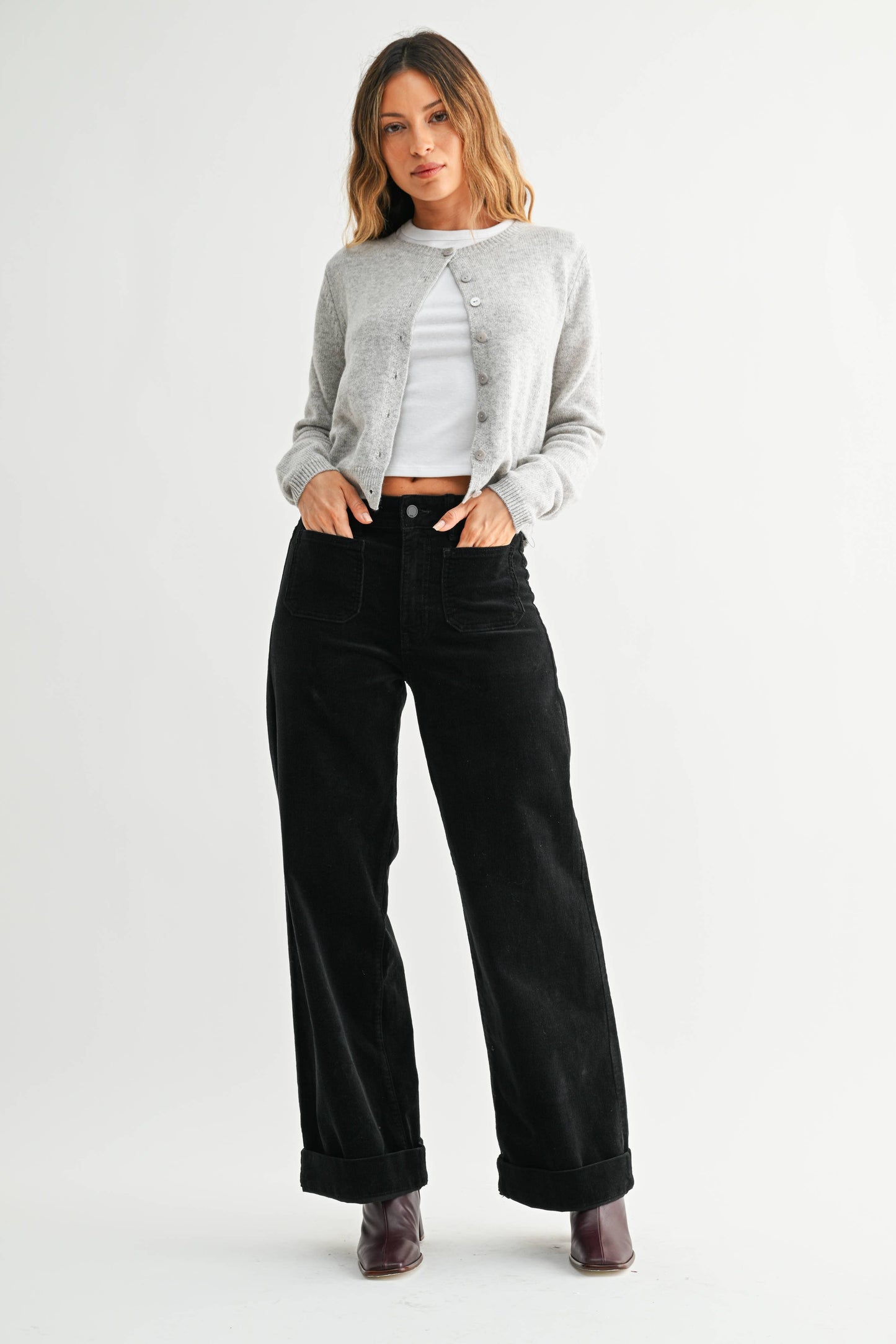 Naomi Corduroy Patch Pocket Wide Leg Pant