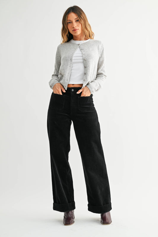 Naomi Corduroy Patch Pocket Wide Leg Pant