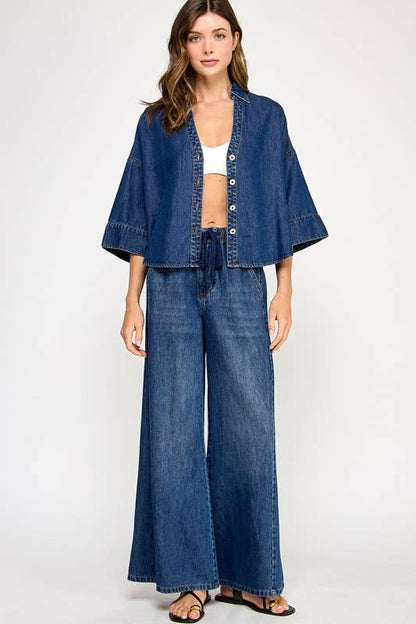 Angie Denim Wide Sleeve Shirt